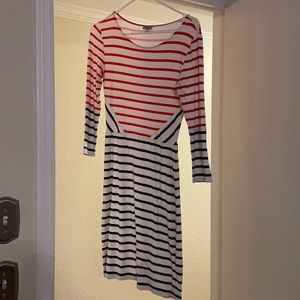 Size XS Cremieux striped midi knee length dress